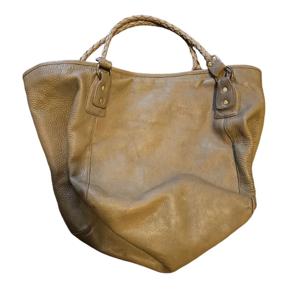 UNBRANDED Large Gray Leather Tote Shoulder Bag